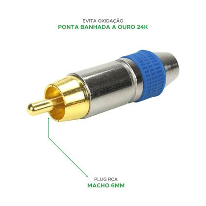 Imagem de 10x Plug Rca Macho profissional Style Pix Ponta Ouro 24k