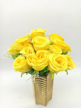 Imagem de 10x Rosa Artificial Buque Com 50 Flor Azul Amarelo Vermelho