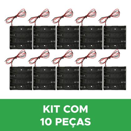 Imagem de 10x Suporte Para 4 Pilhas Aa c/Rabicho - ligação Paralelo