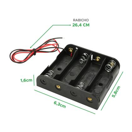 Imagem de 10x Suporte Para 4 Pilhas Aa c/Rabicho - ligação Paralelo