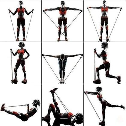 Imagem de 11 Peças Elástico Extensor Exercicio Funcional Até 100 libras Kit Elástico Extensor Treinamento Pilates 