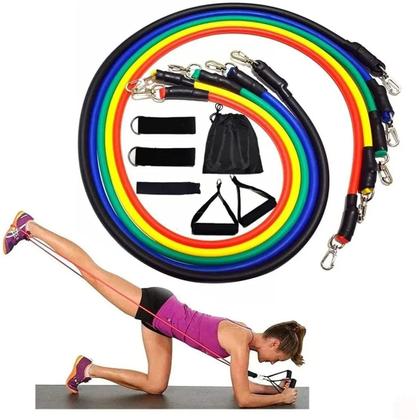 Imagem de 11 Peças Elástico Extensor Exercicio Funcional Até 100 libras Kit Elástico Extensor Treinamento Pilates 