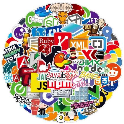 Imagem de 111 Adesivos Programação Code Python Lua Java C++ Tech Hack Stickers Computação