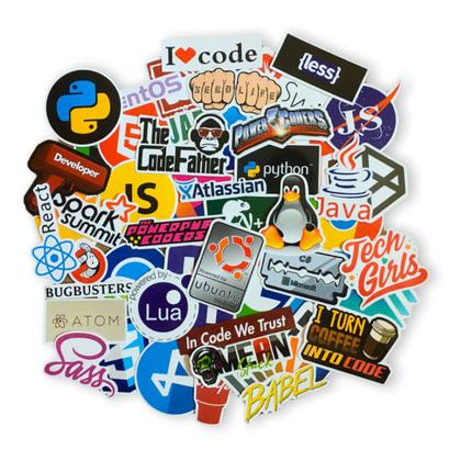 Imagem de 111 Adesivos Programação Code Python Lua Java C++ Tech Hack Stickers Computação