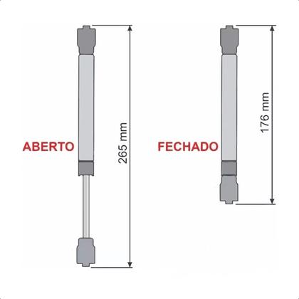 Imagem de 12 Amortecedor Porta Armário Pistão Gás 60N Capacidade 6Kg