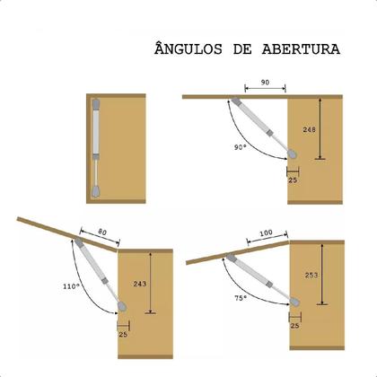 Imagem de 12 Amortecedor Porta Armário Pistão Gás 80N Capacidade 8Kg