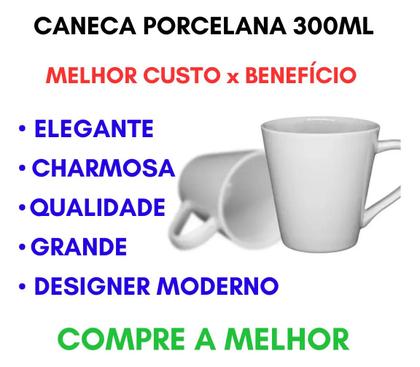 Imagem de 12 Canecas de Porcelana 300 ml Branca Simples Sublimação Lettering Promocional