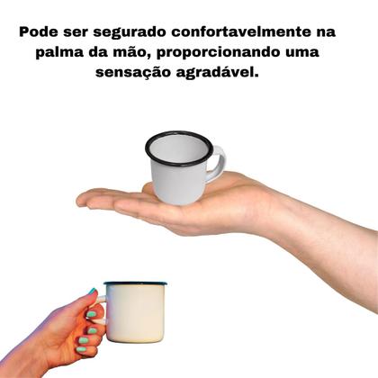 Imagem de 12 Canecas Esmaltadas Brancas 150ml Café e Chá Retrô termo antimicrobiano Cozinha Chá Água