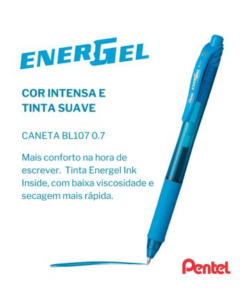 Imagem de 12 Canetas Caneta Esferográfica Pentel Energel - X Clic Retrátil Grip Emborrachado Antideslizante Cores