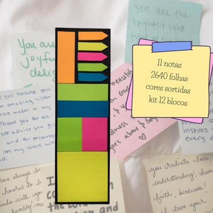 Imagem de 12 Conjuntos Blocos Sticky Notes Diversas Formas Coloridas Blocos de Notas Adesivas