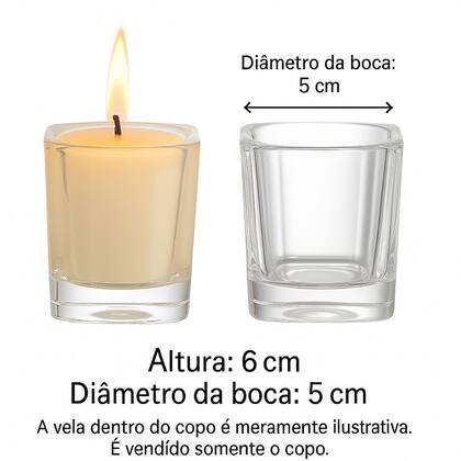 Imagem de 12 Copos Castiçal Vidro Quadrado 70ml Porta Velas Multiuso
