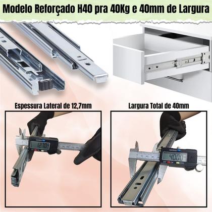 Imagem de 12 Corrediça Telescópica H40 45cm 6 PAR 450mm Reforçada Resistente 40KG Trilho Gaveta Móveis Armário Galvanizado Corredica Gavetas Armario 6 Pares