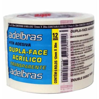 Imagem de 12 Fitas Dupla Face Transparente 12Mm X 30M Adelbras Com