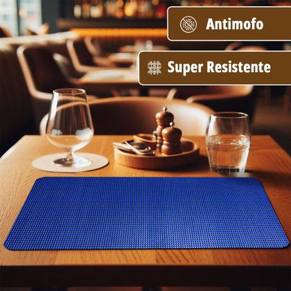 Imagem de 12 Jogo Americano PVC Antiderrapante Flex Resistente Azul