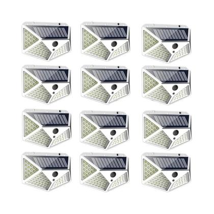 Imagem de 12 Luzes Solares de Parede com Sensor de Movimento - 100 LEDs - Iluminação Externa à Prova D'Água