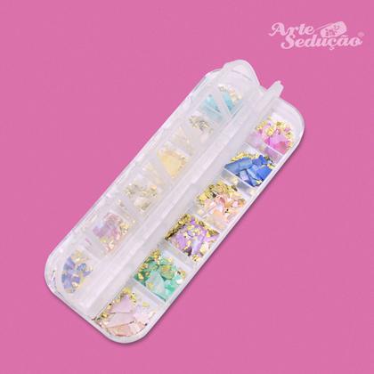 Imagem de 12 Madrepérola Glitter Encapsulamento Decoração Unha de Gel Multicolor
