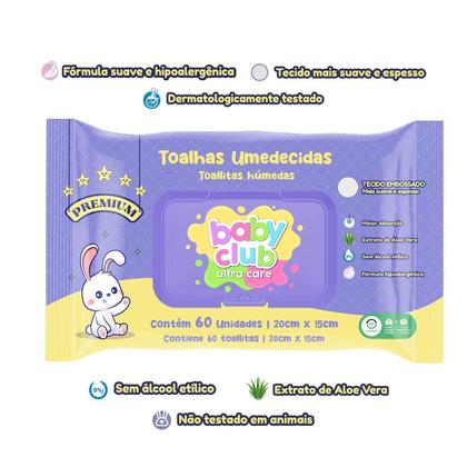 Imagem de 12 Pacotes Toalhas Umedecidas Premium 60Fls Baby Club