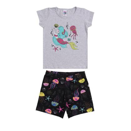 Imagem de 12 Peças de Roupas Femininas Infantil De Verão 6 Conjuntos Camisetas e Shorts Cotton