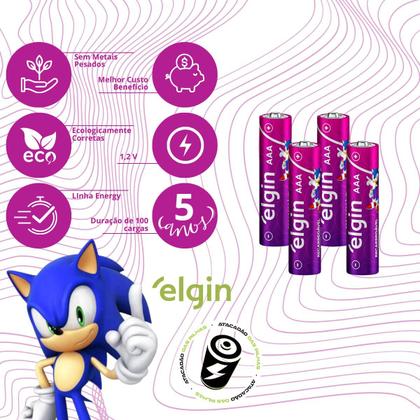 Imagem de 12 Pilhas Elgin AAA 1000mah Recarregável 3 Cartelas C/ 4 Unidades