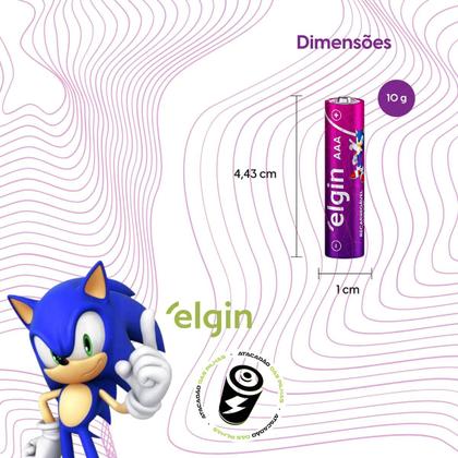 Imagem de 12 Pilhas Elgin AAA 1000mah Recarregável 3 Cartelas C/ 4 Unidades
