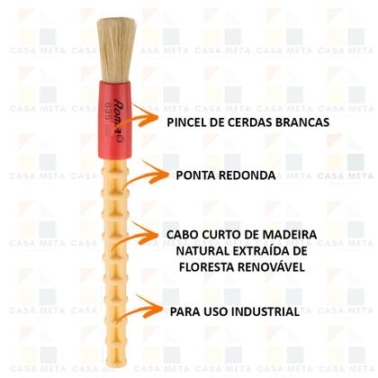 Imagem de 12 Pincel De Detalhamento Automotivo Roma N2 Cerdas Brancas