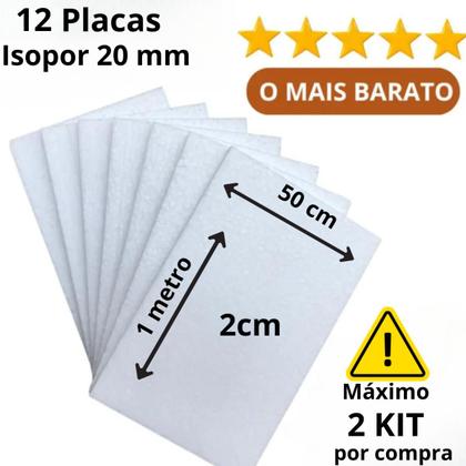 Imagem de 12 Placas de Isopor 20mm 100cm x 50cm x 2cm Forro COMPRAR MAX 2 KIT POR VEZ