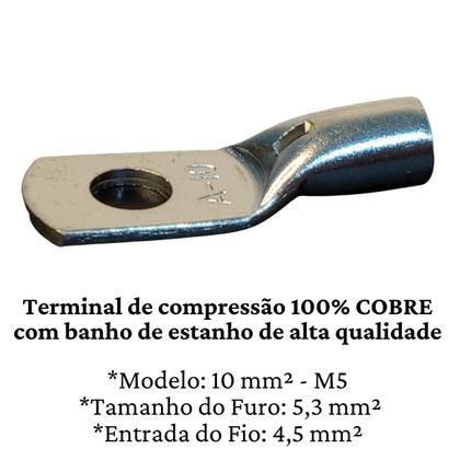 Imagem de 12 Ponteiras Tubular 16mm M6 Cobre Estanhado Compressão Barramento Disjuntores Bateria Chaves Fios Cabos Terminal Olhal
