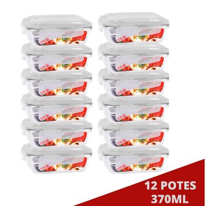 Imagem de 12 Potes de Vidro Hermético c/ Tampa 4 Travas Pequeno Marmita