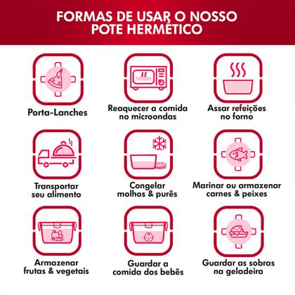 Imagem de 12 Potes Hermético Vidro Retangular Freezer Microondas 640ml