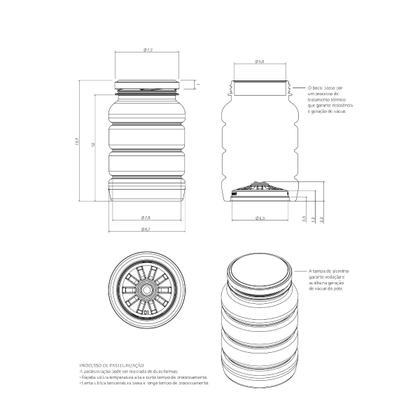 Imagem de 12 Potes para Conservas 550ml Plástico Tampa Alumínio G2500 Galvanotek
