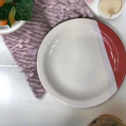 Imagem de 12 Prato De Cerâmica Para Sobremesa Linha Atual Vermelho