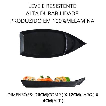 Imagem de 12 Pratos Barco Travessa Melamina Comida Japonesa Sushi 26cm