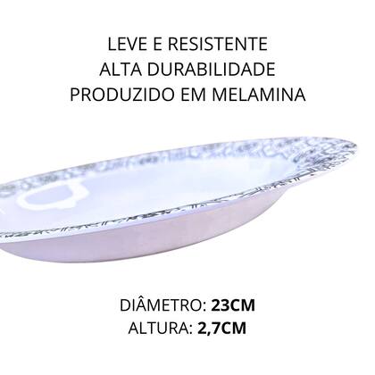 Imagem de 12 Pratos Fundo Preto Em Melamina 23cm Buffet Restaurante