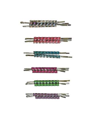 Imagem de 12 Presilhas Grampo De Metal E Strass Colorido Para Cabelo