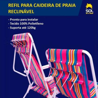 Imagem de 12 Refil Cadeira Reclinável De Praia Capa Tecido Troca Fácil
