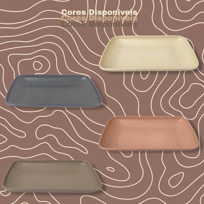 Imagem de 12 Travessas Bandeja Retangular Em Fibra Bambu 24cm Servir