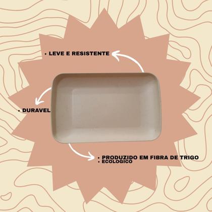 Imagem de 12 Travessas Bandeja Retangular Em Fibra Bambu 24cm Servir