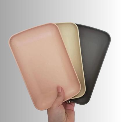 Imagem de 12 Travessas Bandeja Retangular Em Fibra Bambu 24cm Servir