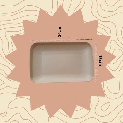 Imagem de 12 Travessas Bandeja Retangular Em Fibra Bambu 24cm Servir