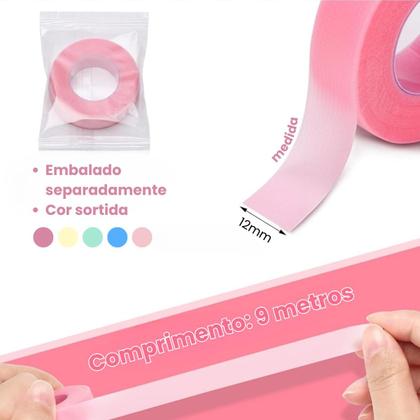 Imagem de 12 Un Fita Adesiva Para Extensão de Cílios 9m Respirável Colorida