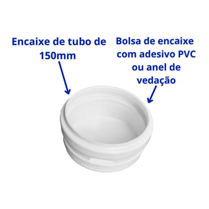 Imagem de 12 unidades Cap Tampão Pvc Branco Para Esgoto DN150 (150mm)