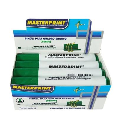 Imagem de 12 Unidades Pincel Verde 5mm Para Quadro Branco -  Kit Caixa Masterprint  MP619