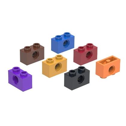 Imagem de 125 Peças de Blocos de Construção 1x2 com 1 Buraco - Compatíveis com LEGO (3700)