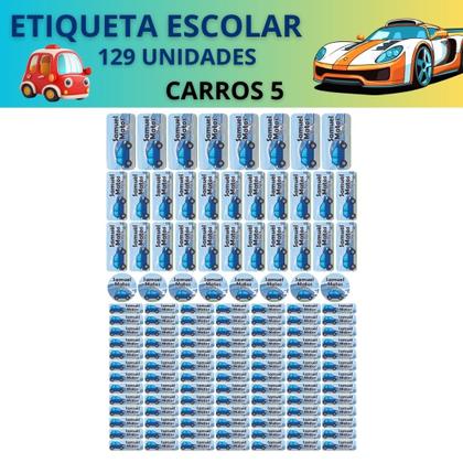 Imagem de 129 Etiquetas Escolares Personalizado Vinil Carros