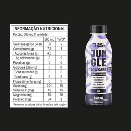Imagem de 12x Isotônico Jungle Low Carb Plant Power Uva 500ml