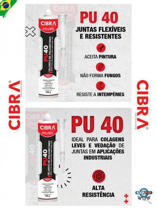 Imagem de 12x Pu 40 Cibra Flex Cola Selante Poliuretano  400g Cz/Br/Pt