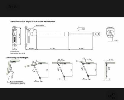 Imagem de 13 Pistão Gas Com Amortecedor Moveis Armário Força 80n 08 Kg