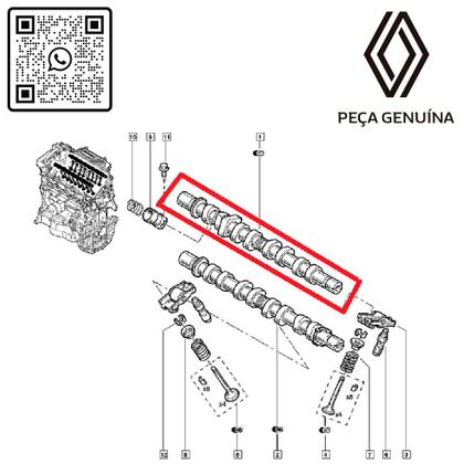 Imagem de 130205793r - comando de válvulas de admissão - motor h4m 1.6 16v - 2014 em diante - logan ii/sandero ii/captur/duster