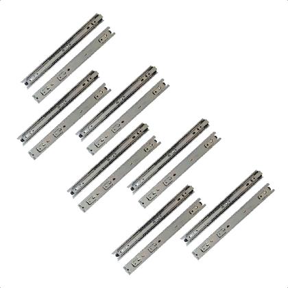 Imagem de 14 Corrediças Telescópicas 25cm Gaveta Trilho Zinca. 7 Pares