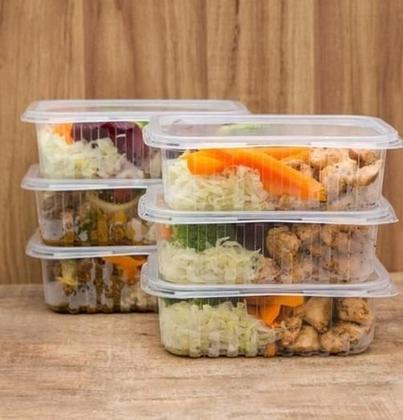 Imagem de 144 Pote Pp Retangular Tampa Freezer Micro 750Ml Prafesta